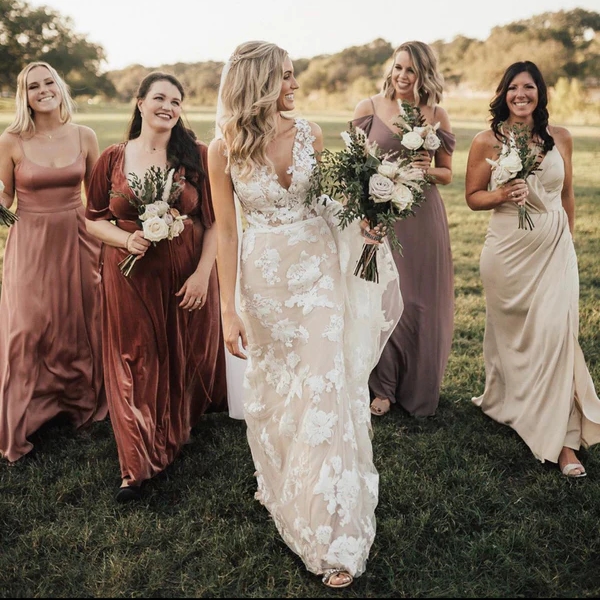 bride with bridesmaids